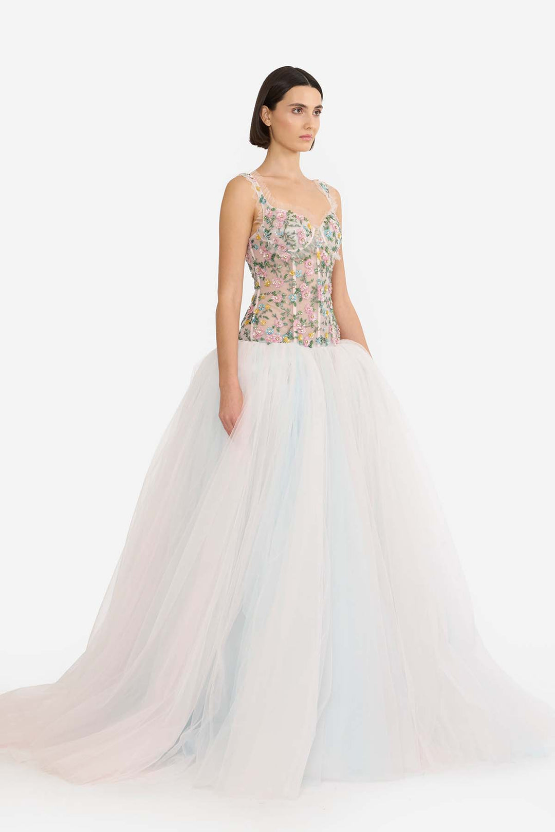 EMBELLISHED DROP WAISTED GOWN