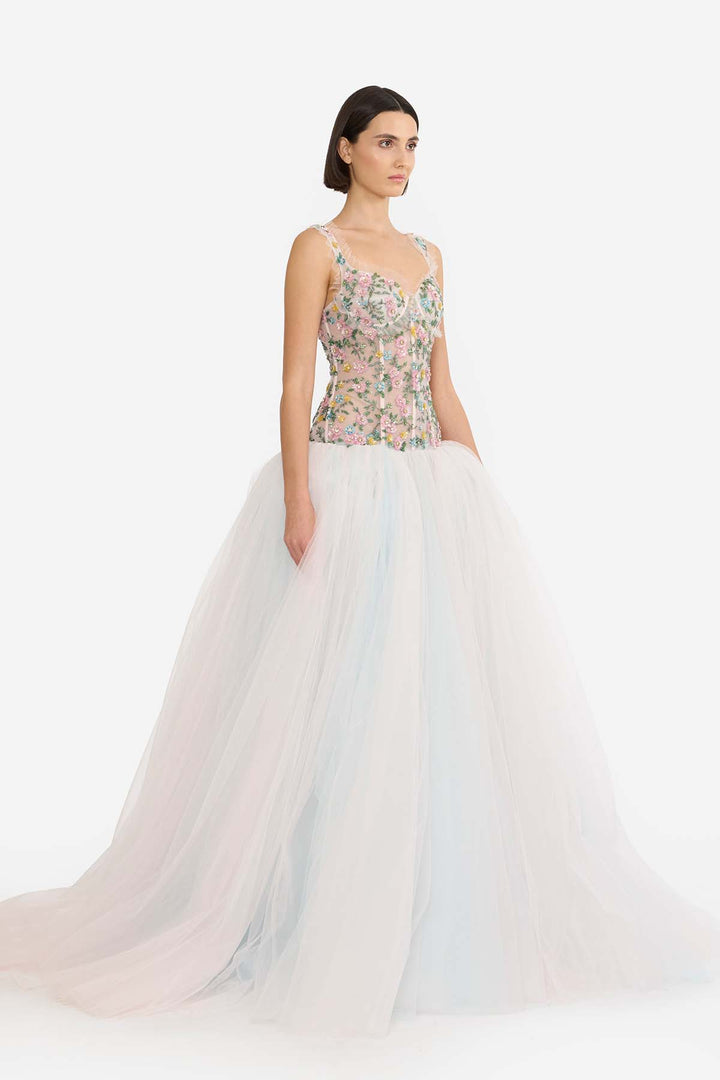 EMBELLISHED DROP WAISTED GOWN