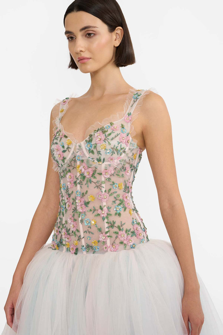 EMBELLISHED DROP WAISTED GOWN
