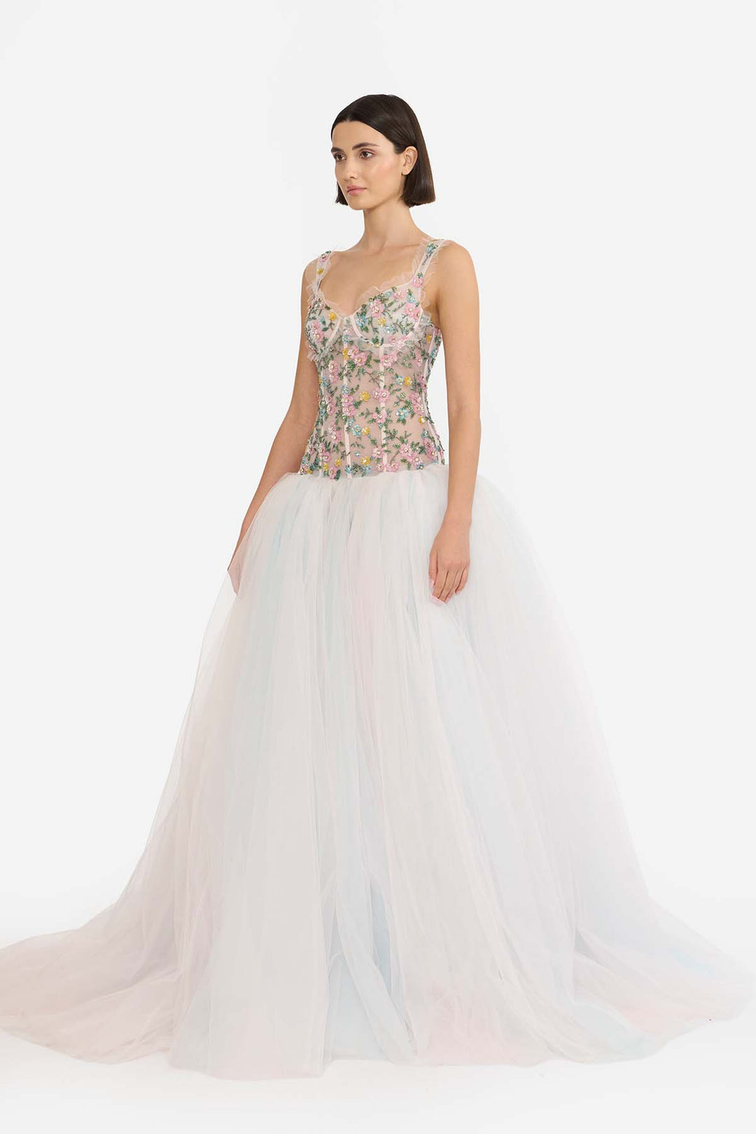 EMBELLISHED DROP WAISTED GOWN