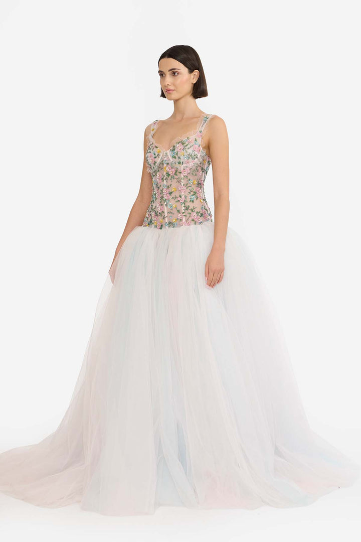 EMBELLISHED DROP WAISTED GOWN