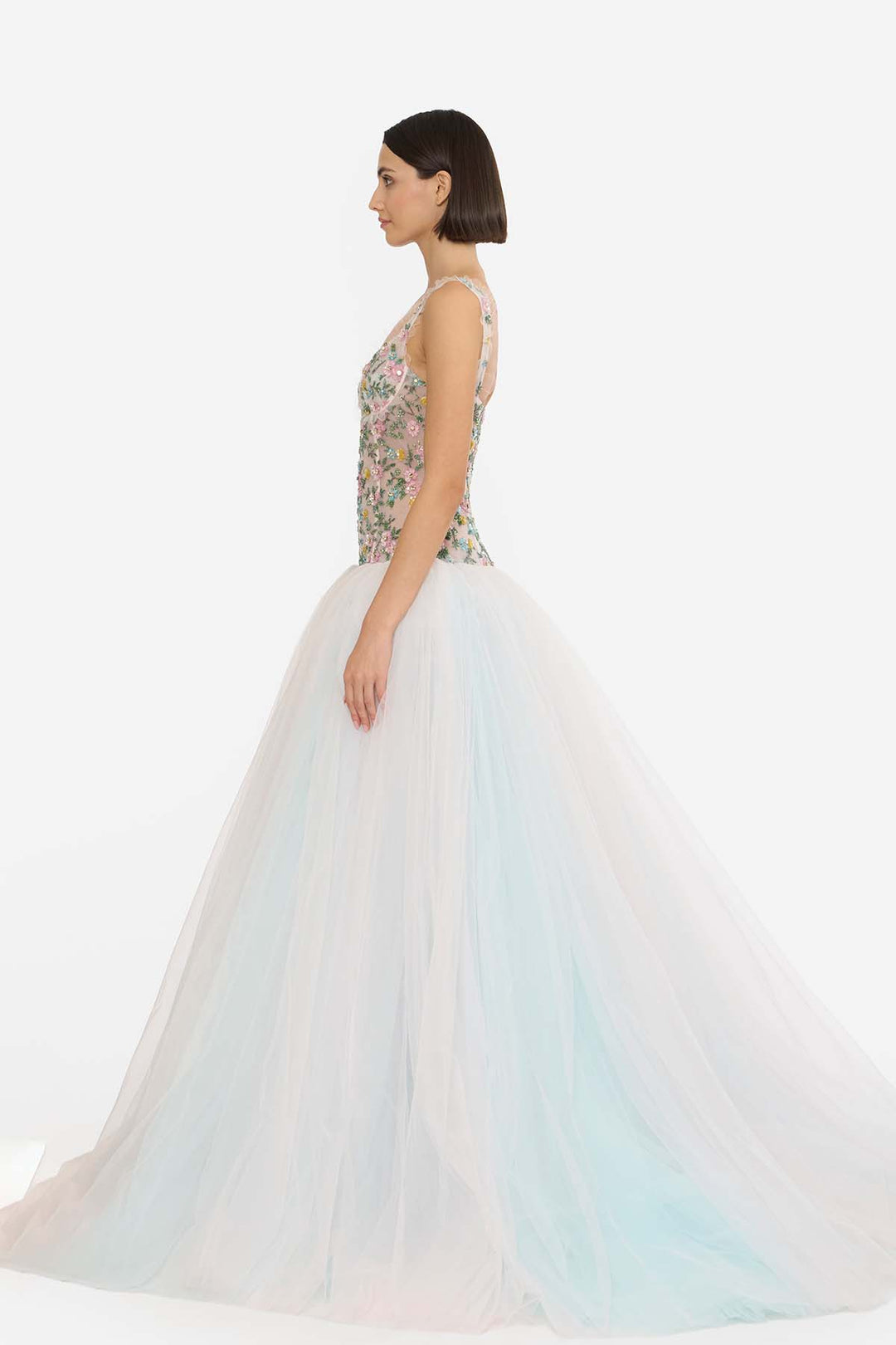 EMBELLISHED DROP WAISTED GOWN