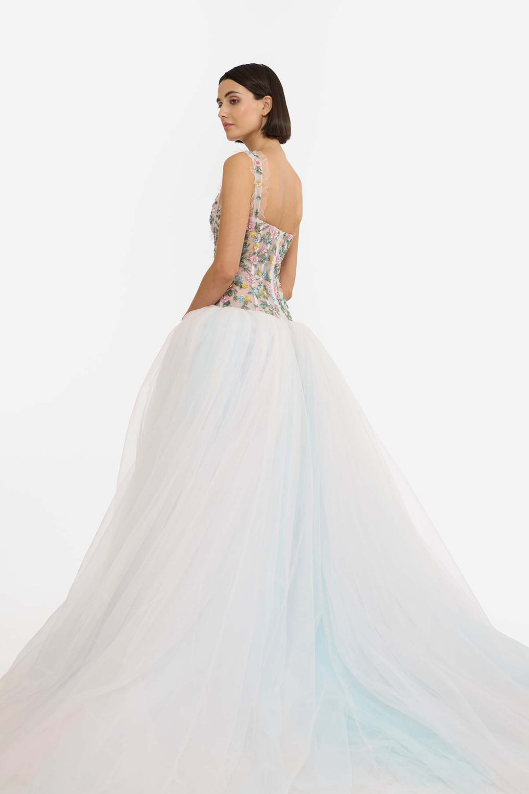 EMBELLISHED DROP WAISTED GOWN