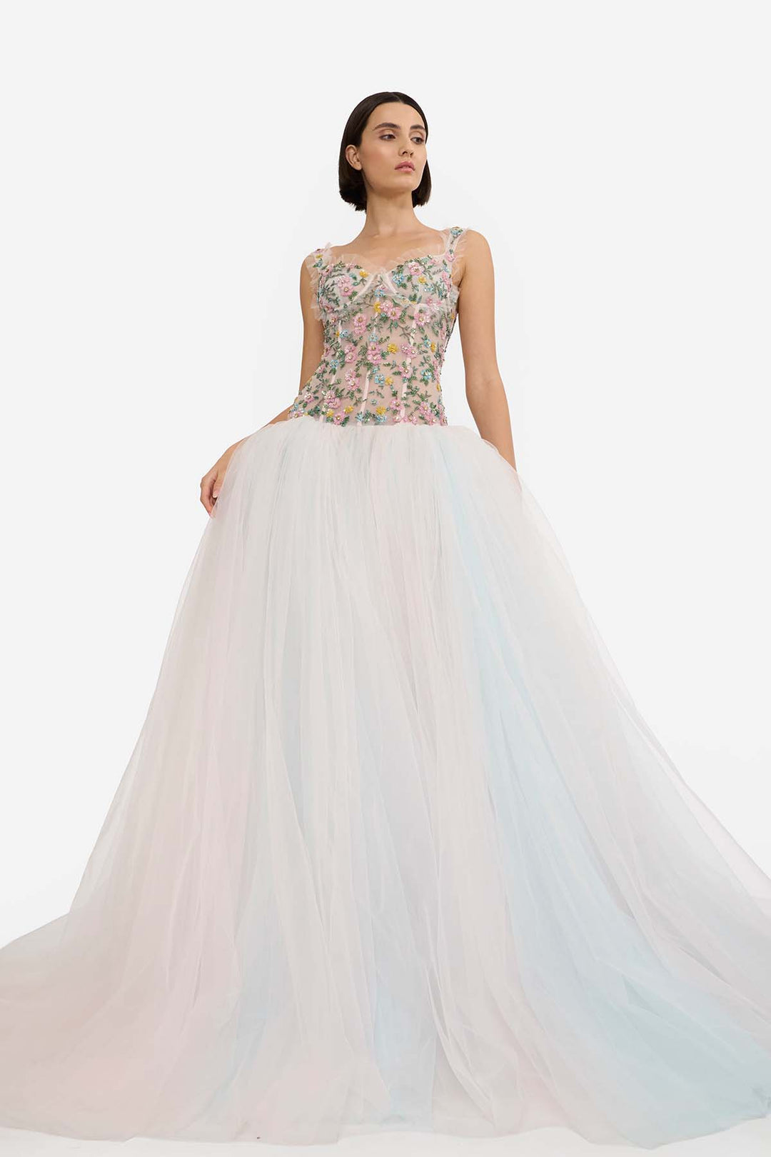 EMBELLISHED DROP WAISTED GOWN