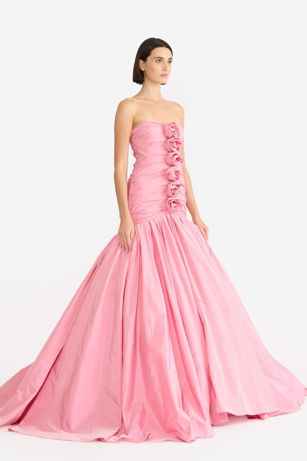 DRAPED ROSETTE GOWN