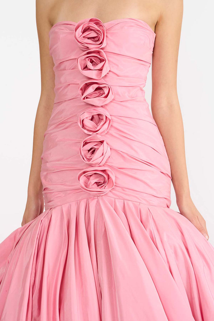 DRAPED ROSETTE GOWN