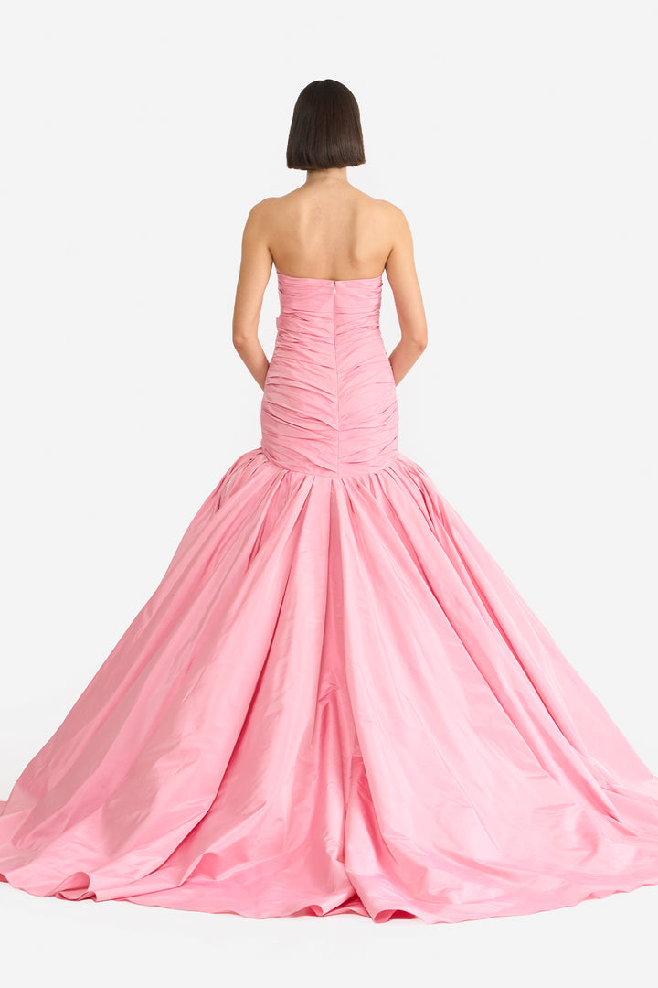 DRAPED ROSETTE GOWN