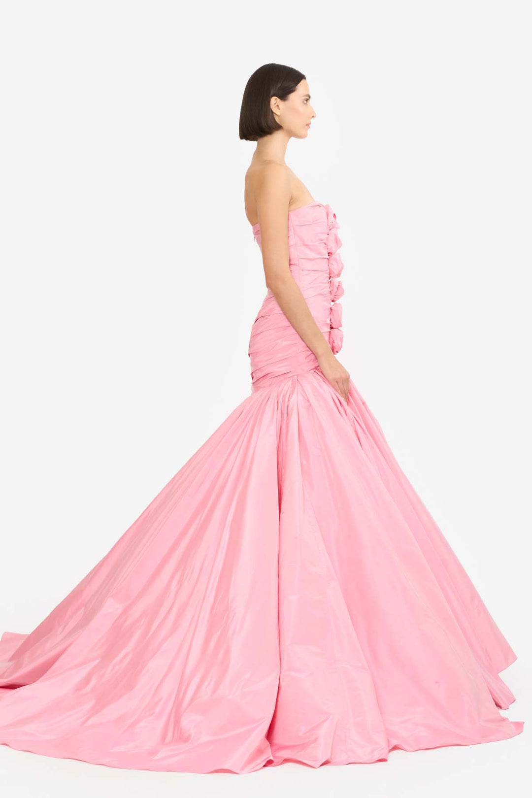 DRAPED ROSETTE GOWN