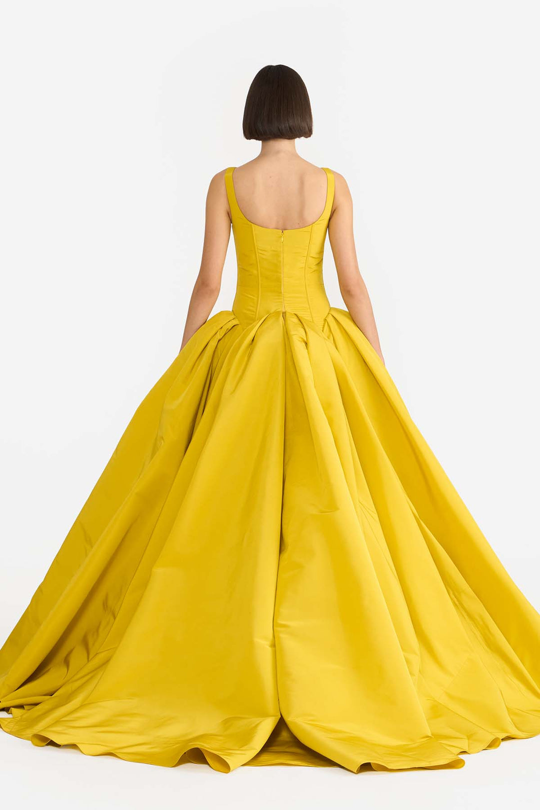 SCALLOP WAISTED SCOOP NECK GOWN