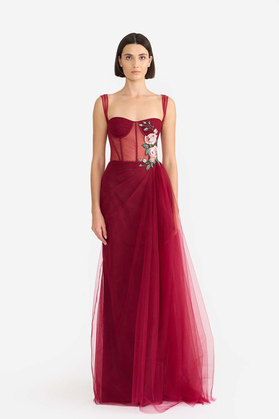 CORSETED SAREE DRAPED GOWN
