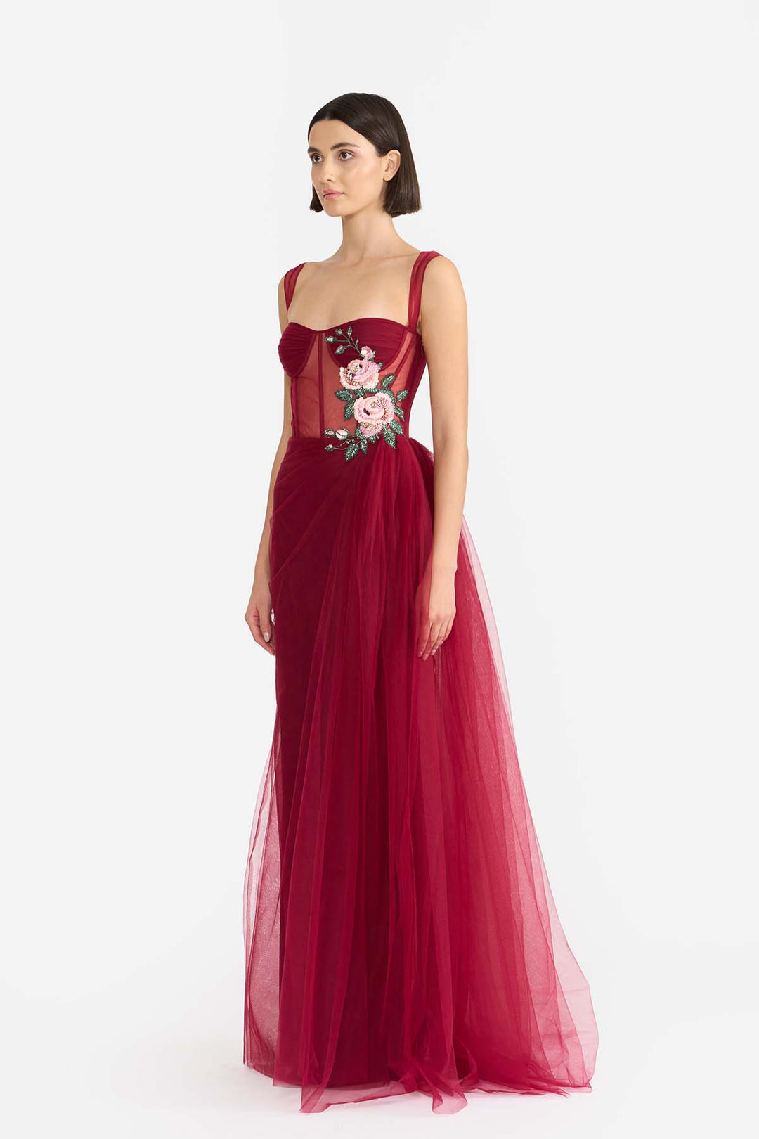CORSETED SAREE DRAPED GOWN
