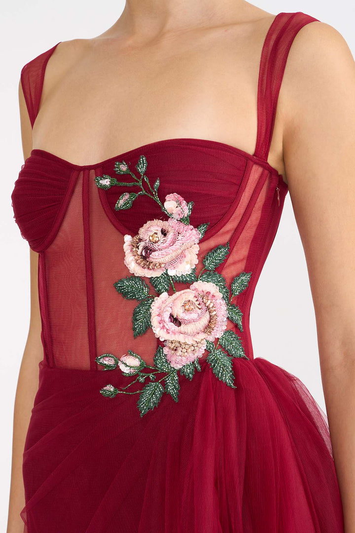 CORSETED SAREE DRAPED GOWN