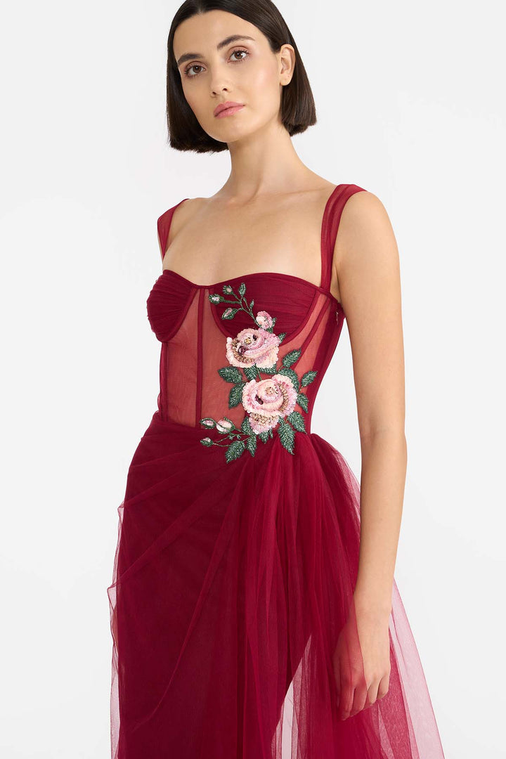 CORSETED SAREE DRAPED GOWN