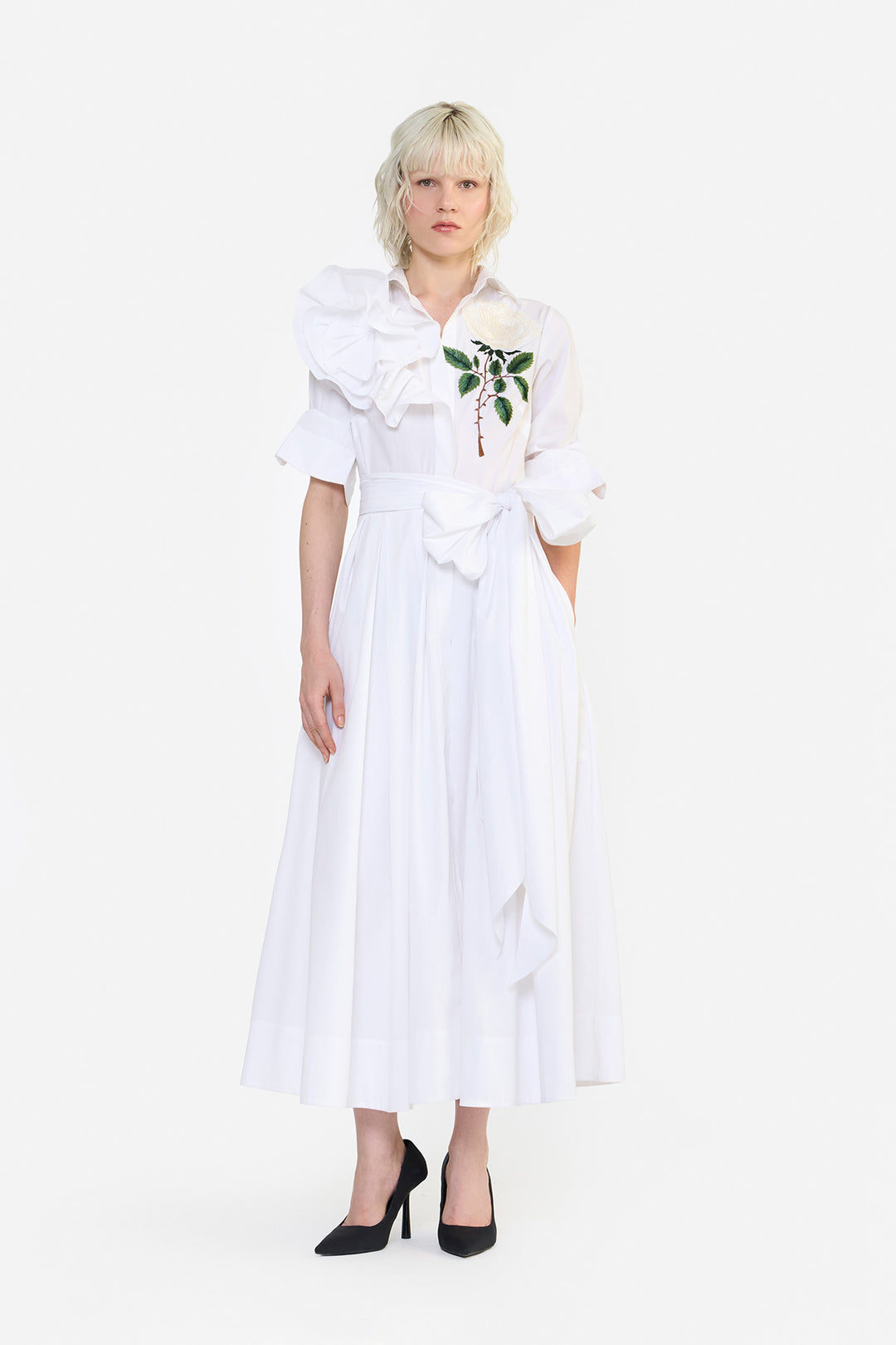 RUFFLE SHIRT DRESS