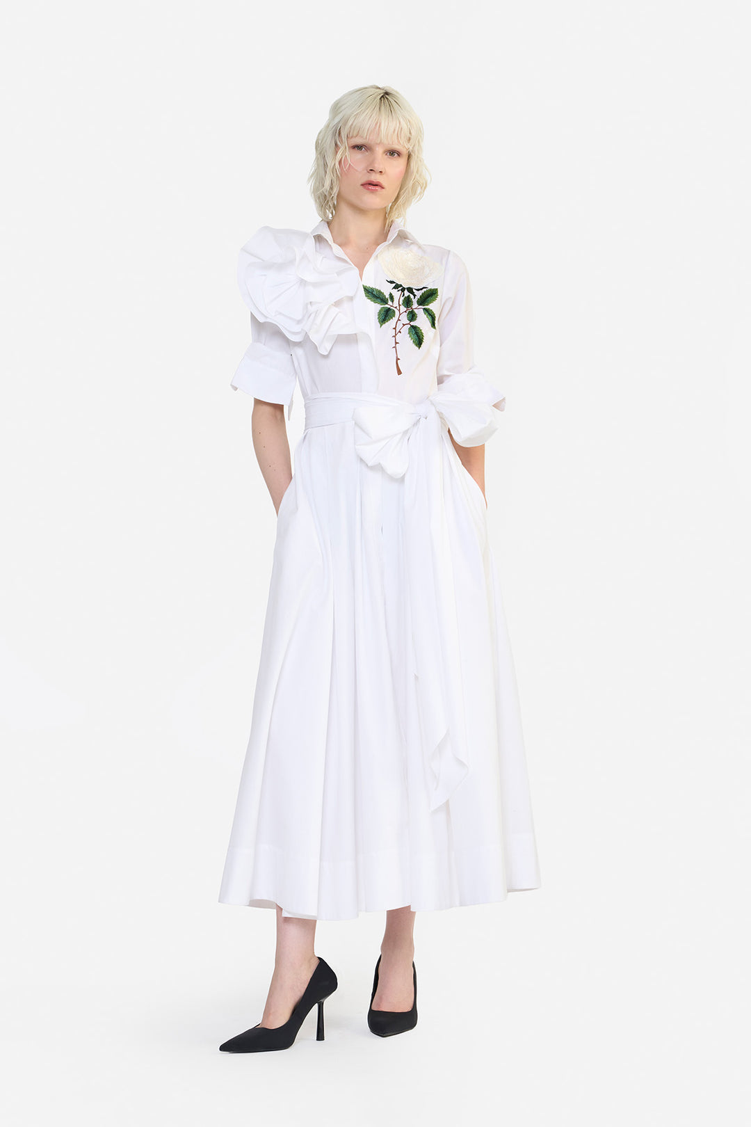 RUFFLE SHIRT DRESS