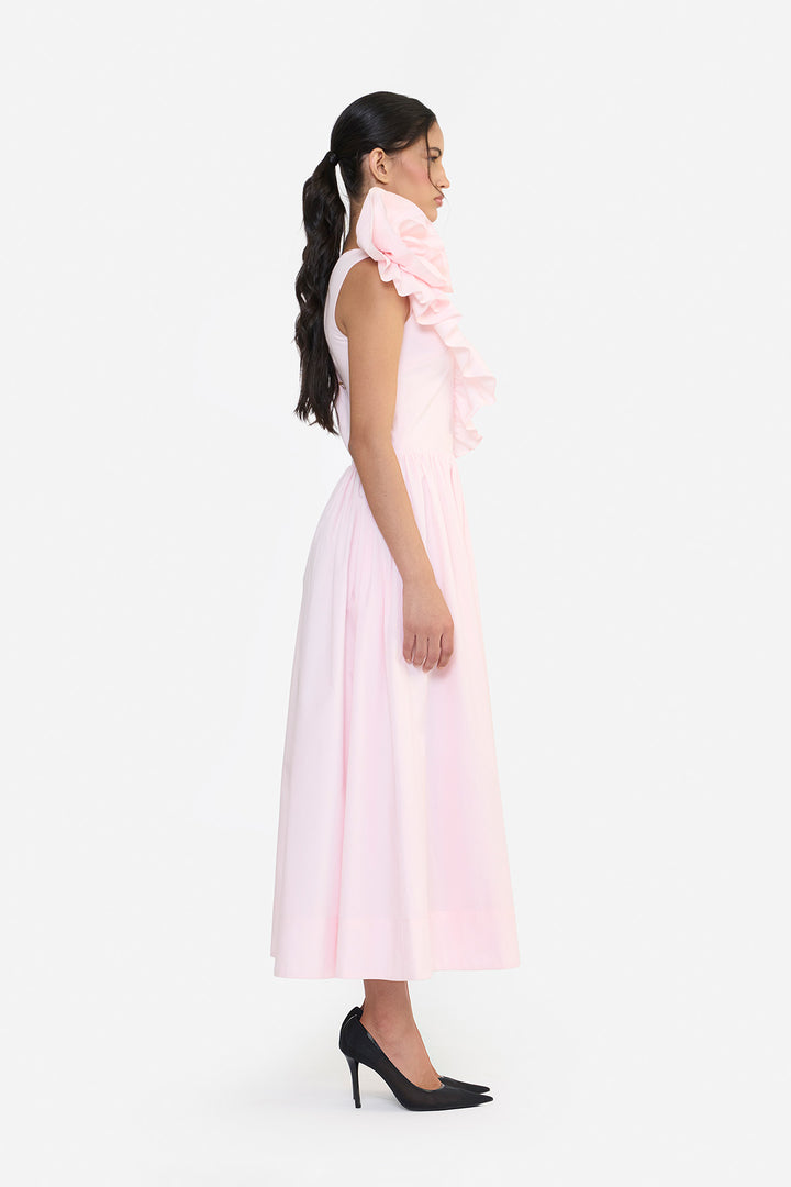 ONE SHOULDER RUFFLE MIDI