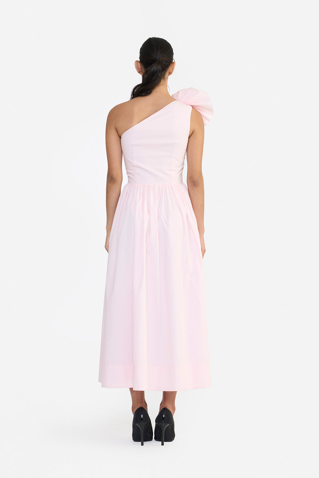 ONE SHOULDER RUFFLE MIDI