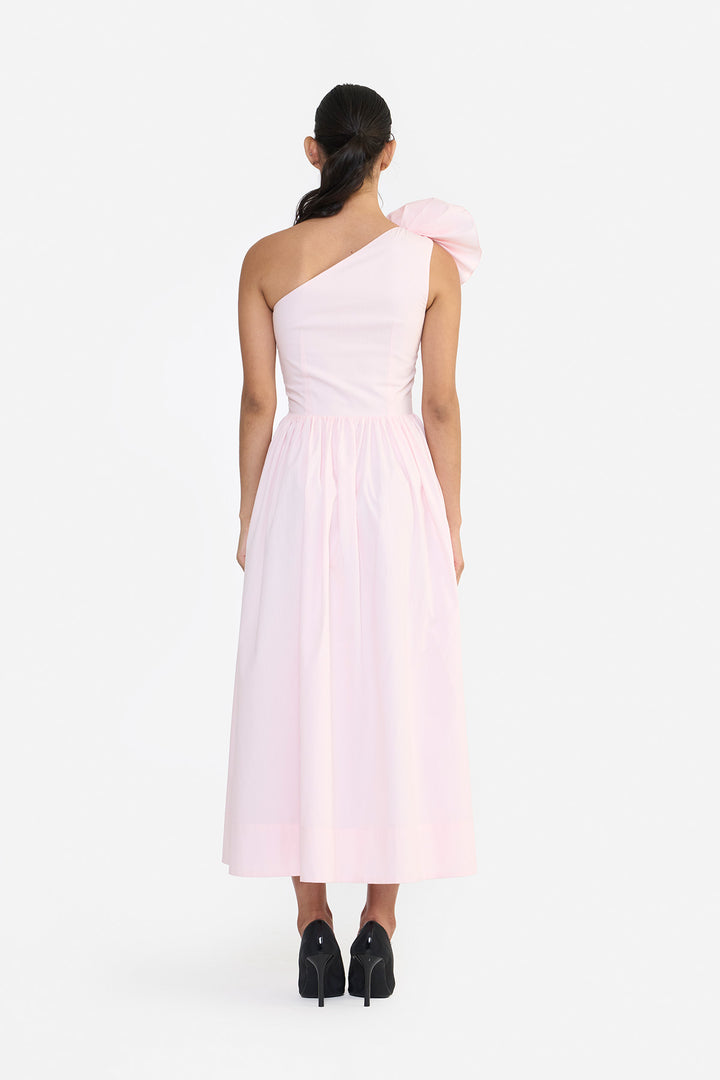 ONE SHOULDER RUFFLE MIDI