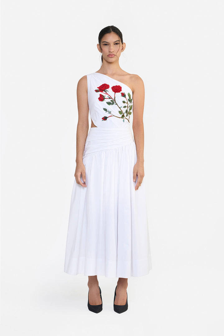 ONE SHOULDER DRAPED MIDI
