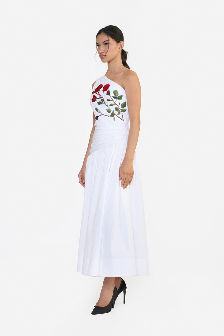 ONE SHOULDER DRAPED MIDI