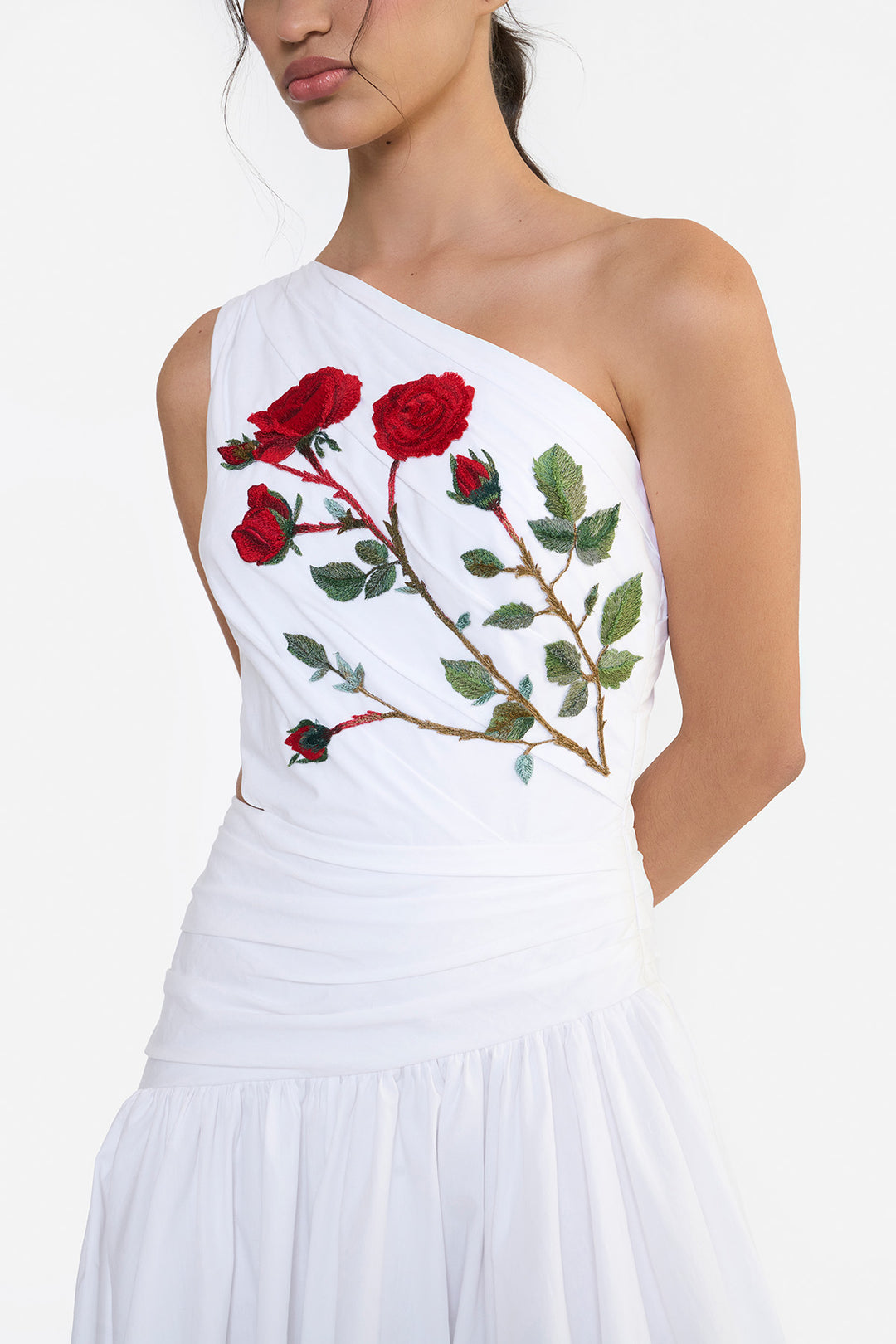 ONE SHOULDER DRAPED MIDI