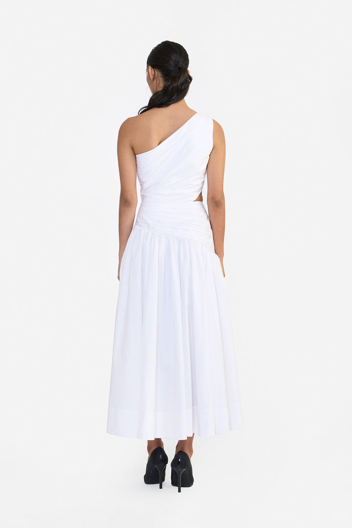 ONE SHOULDER DRAPED MIDI