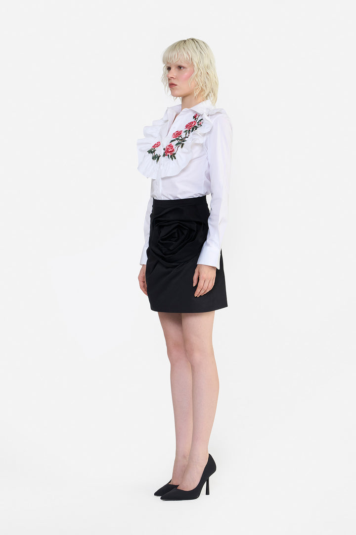 ROSETTE DRAPED MINI SKIRT
