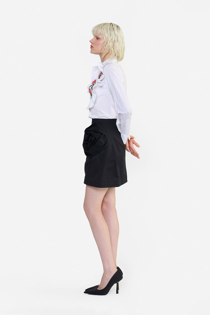 ROSETTE DRAPED MINI SKIRT