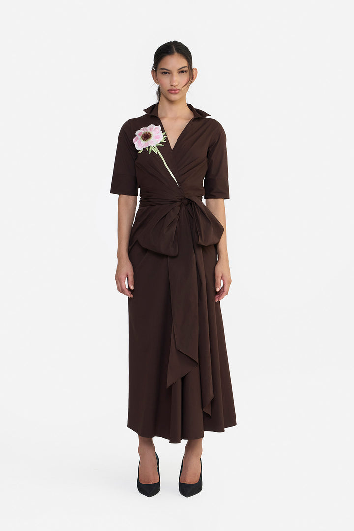 SHIRT DRESS WITH DRAPED HEM