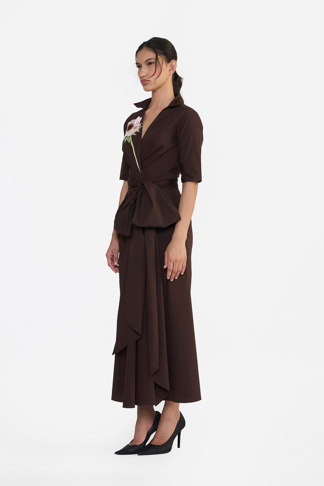 SHIRT DRESS WITH DRAPED HEM