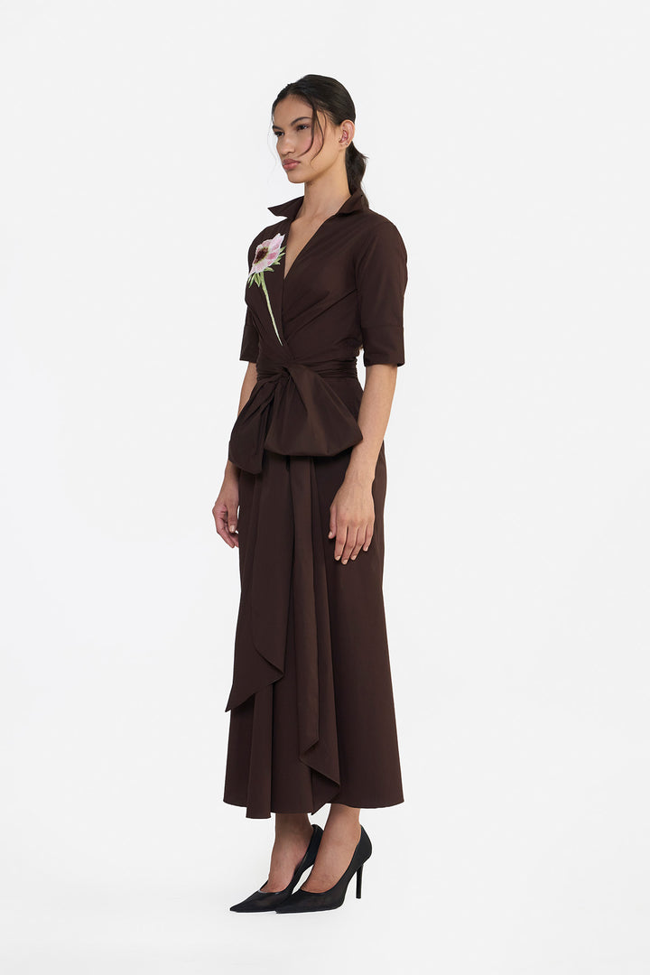SHIRT DRESS WITH DRAPED HEM
