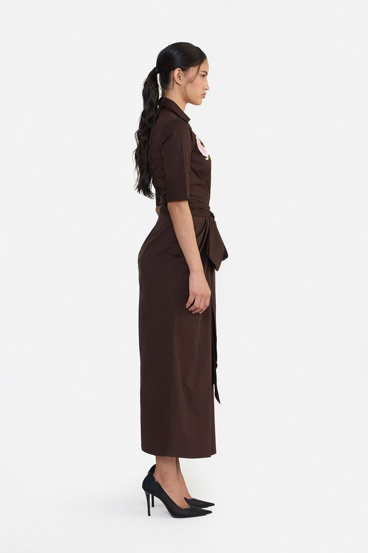 SHIRT DRESS WITH DRAPED HEM
