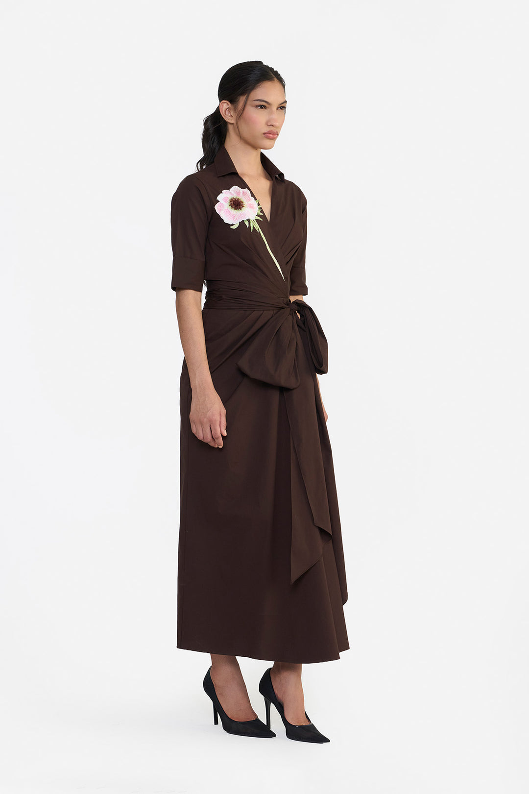 SHIRT DRESS WITH DRAPED HEM