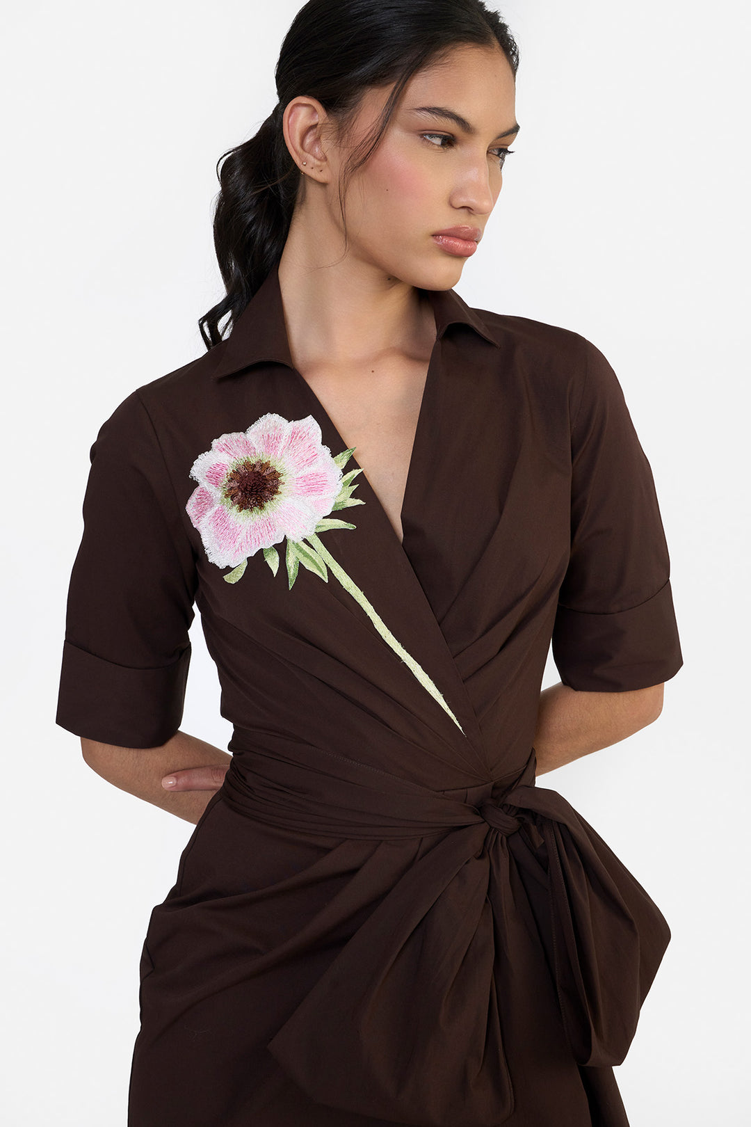 SHIRT DRESS WITH DRAPED HEM