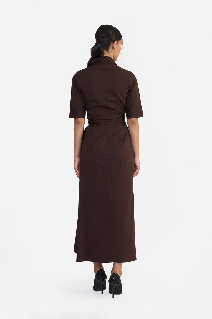 SHIRT DRESS WITH DRAPED HEM