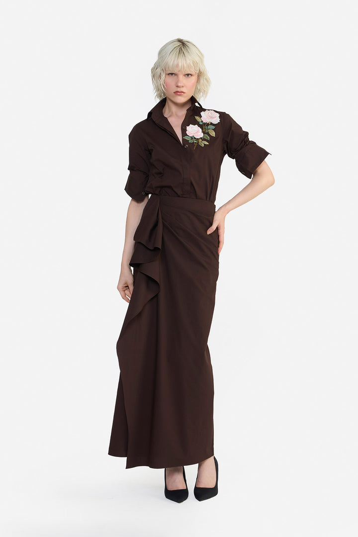 ASYMMETRICAL DRAPED SKIRT