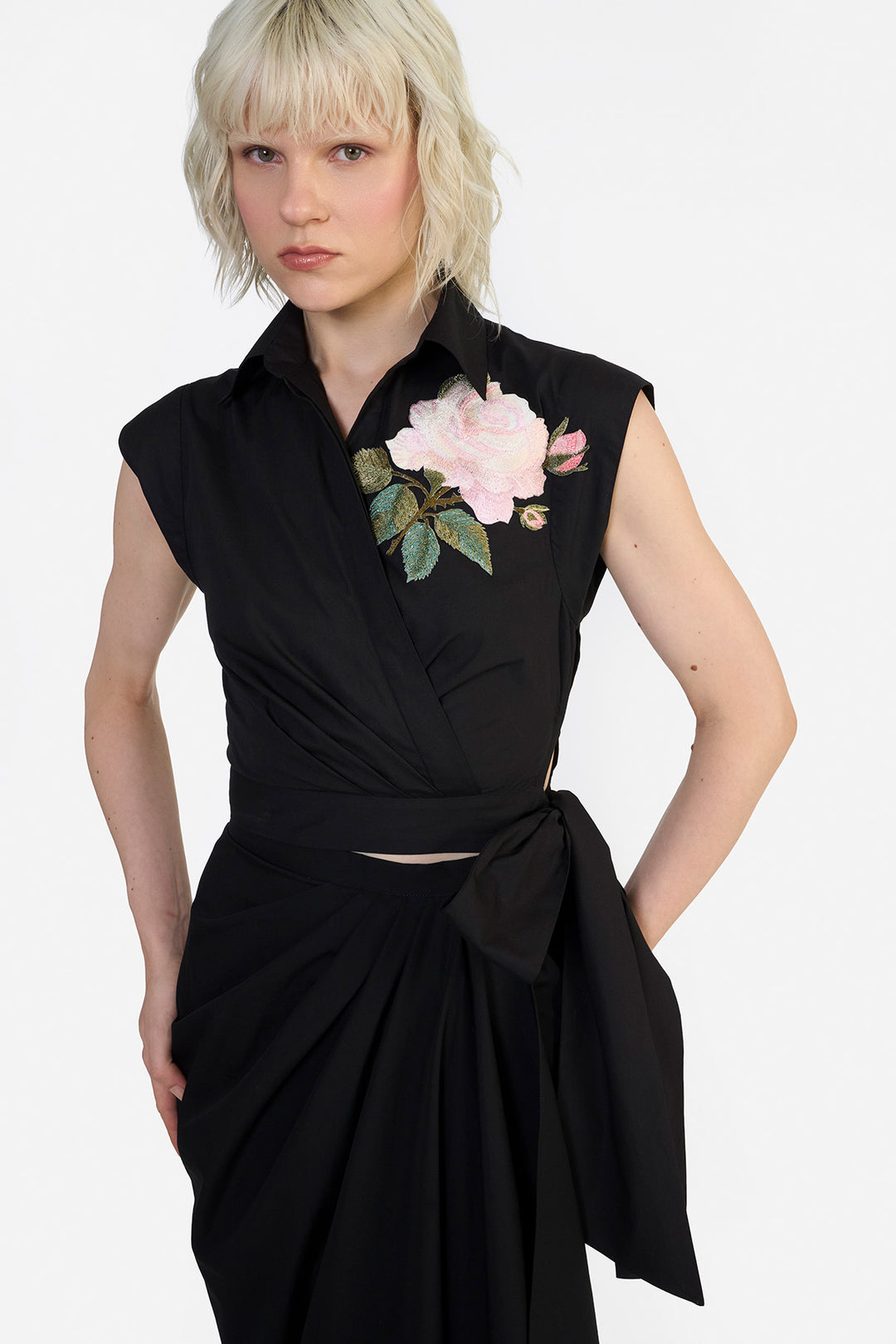 SURPLICE CROPPED  SHIRT