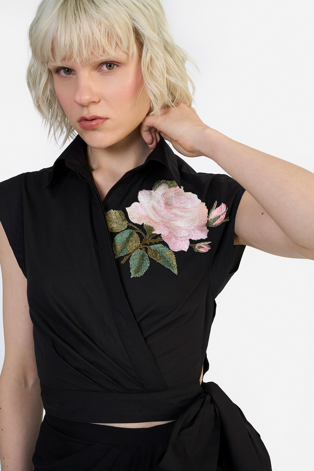 SURPLICE CROPPED  SHIRT