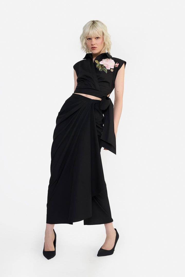 SURPLICE CROPPED  SHIRT