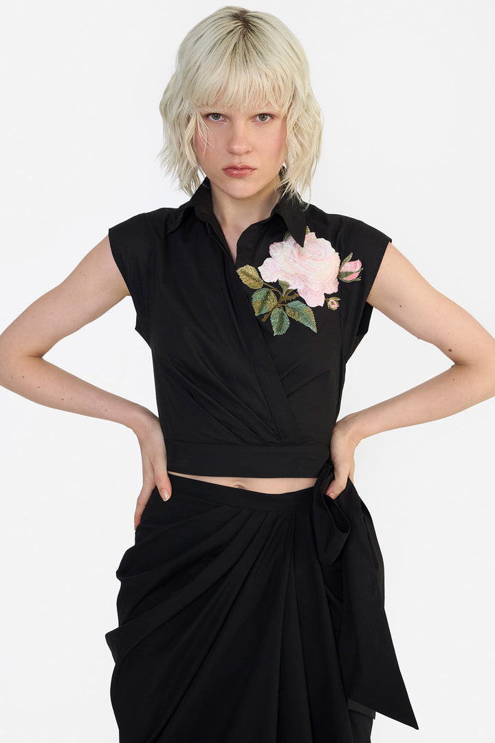 SURPLICE CROPPED  SHIRT