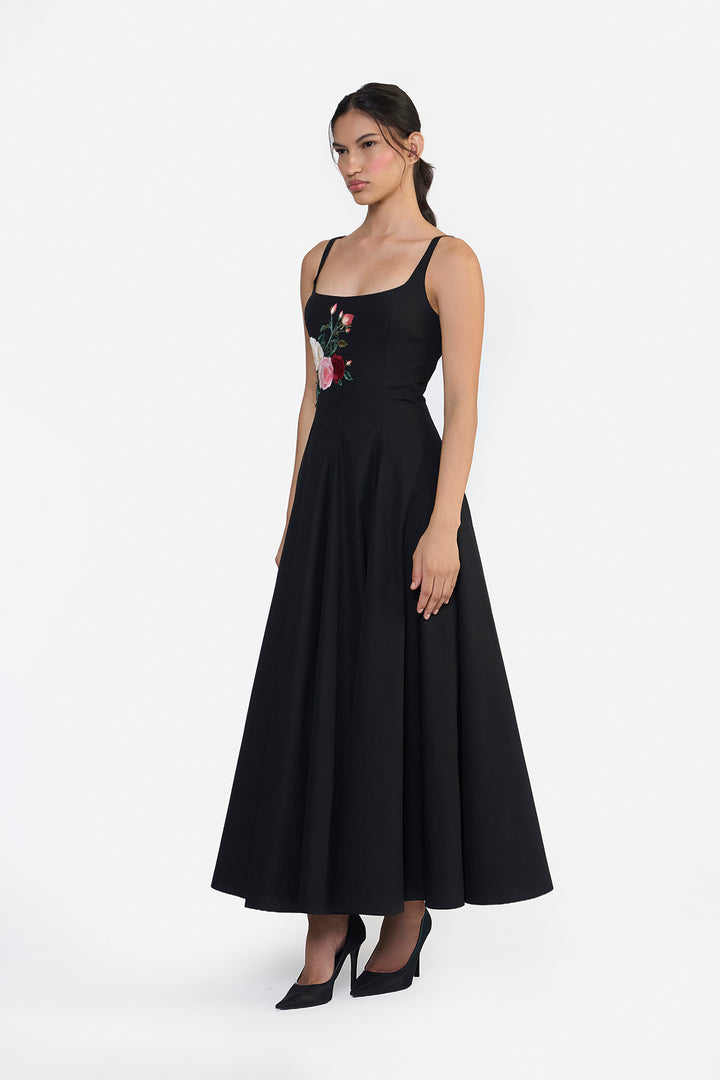PANELLED FLARED MIDI