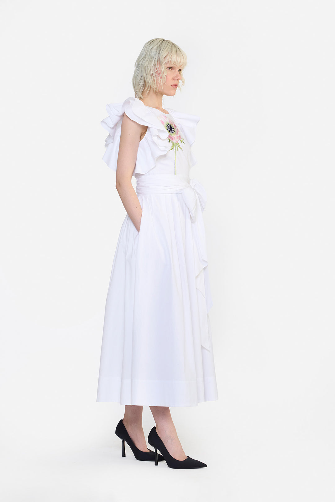 ROUND NECK BUTTERFLY DRESS