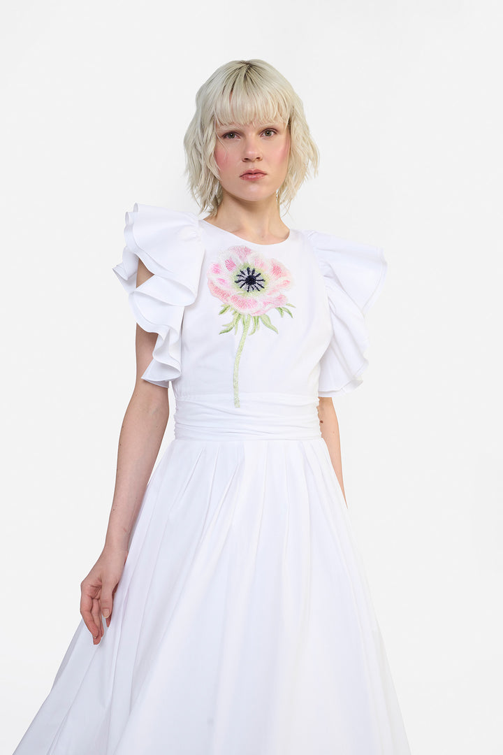 ROUND NECK BUTTERFLY DRESS