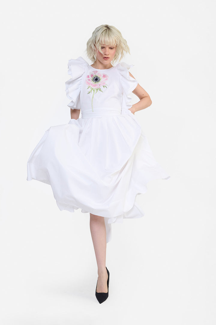 ROUND NECK BUTTERFLY DRESS