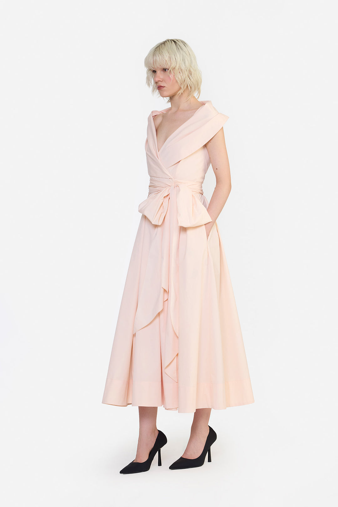 SHAWL COLLAR WRAP DRESS