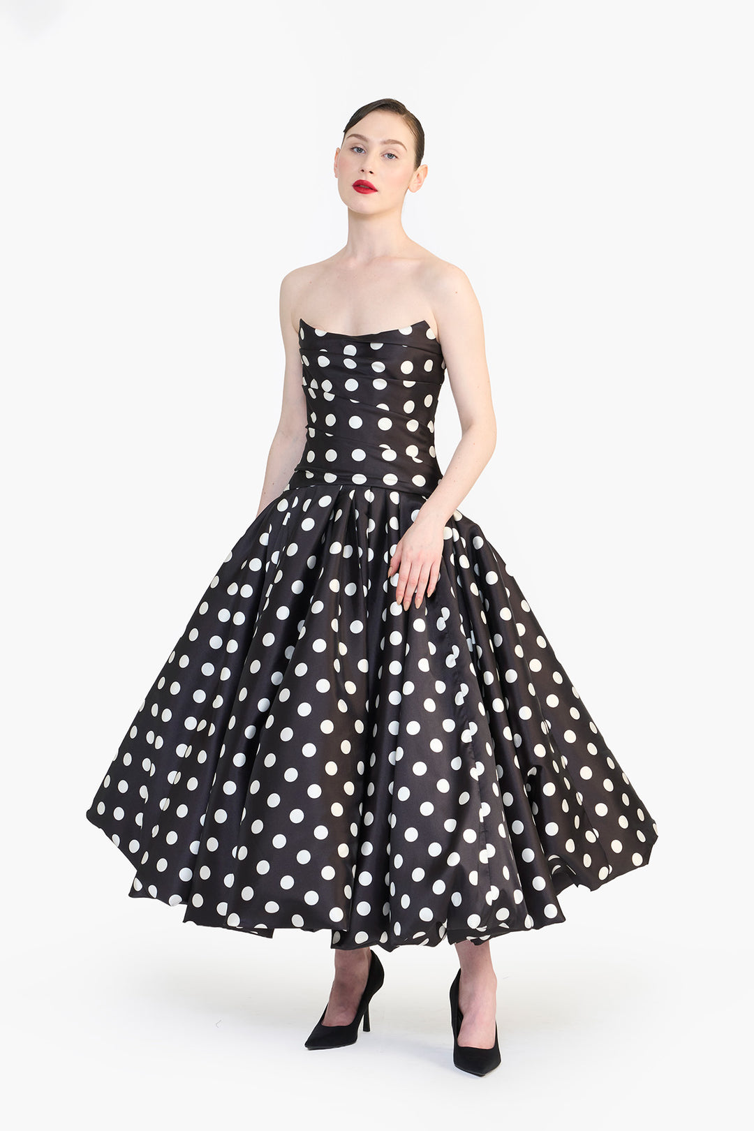 STRAPLESS DRAPED BALLOON MIDI