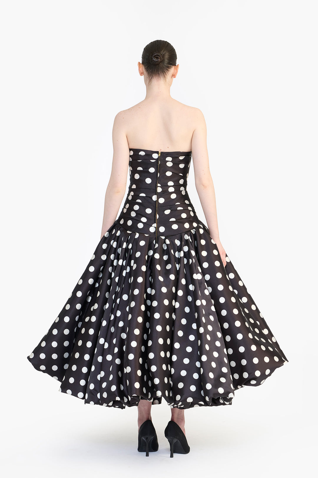 STRAPLESS DRAPED BALLOON MIDI