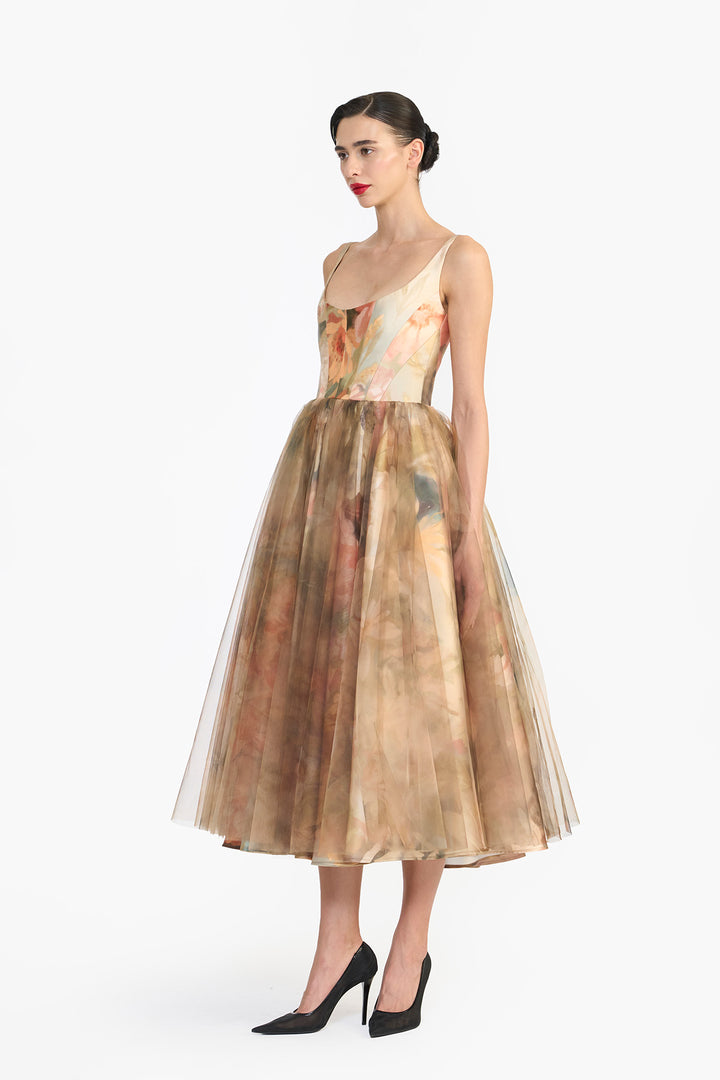 PANELLED CORSETED MIDI