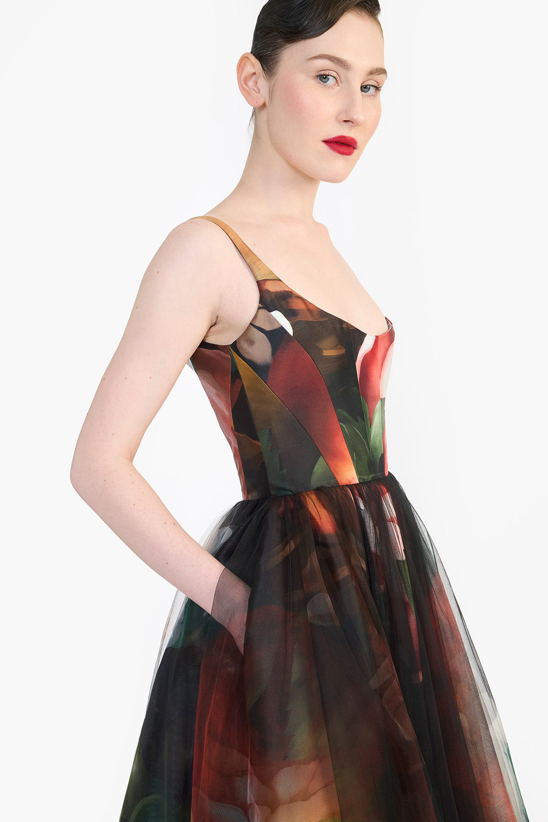 PANELLED CORSETED MIDI
