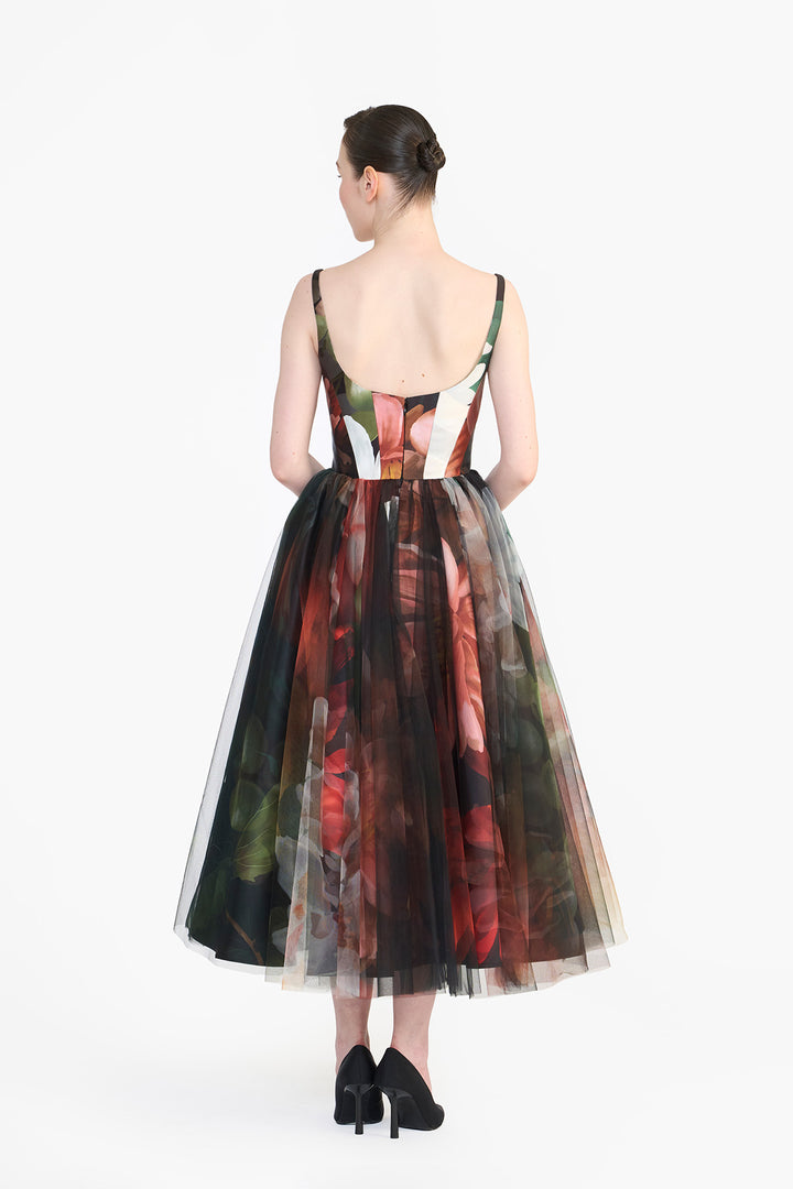 PANELLED CORSETED MIDI